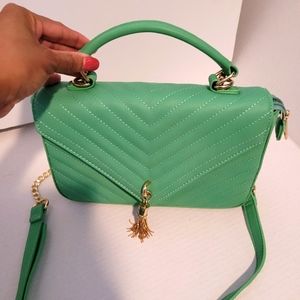 Green Vegan Satchel Bag NWT
